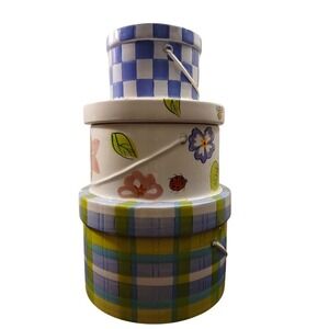 Linens N Things Kitchen Porcelian 12' -Ladybug -Plaid Design -Bees Vintage#53B5‎